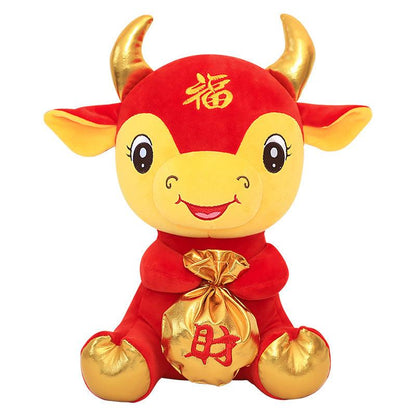 Cute Cow Doll Plush Toy Festive New Year Zodiac Mascot - Plushies