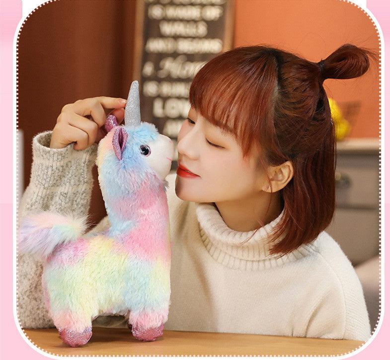 Kawaii Rainbow Unicorn Alpaca Stuffed Animal Plush Toy, Great Gifts for Kids - Plushies