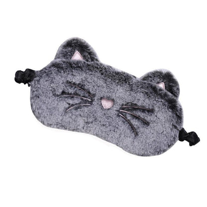 Plush Cute Grey Cat Eye Sleeping Mask - Plushies