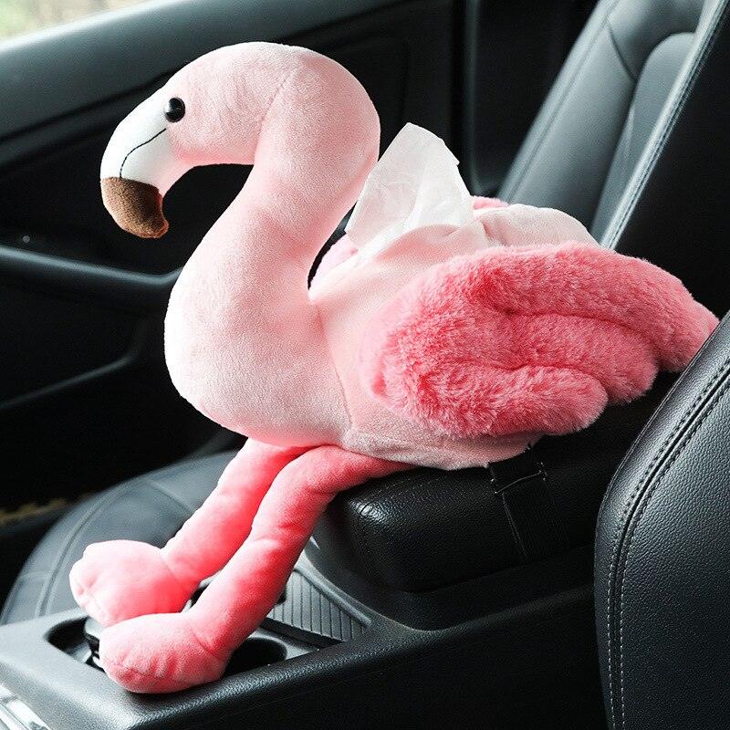 Pink Flamingo Tissue Box Cover, Flamingo Car Tissue Cover - Plushies