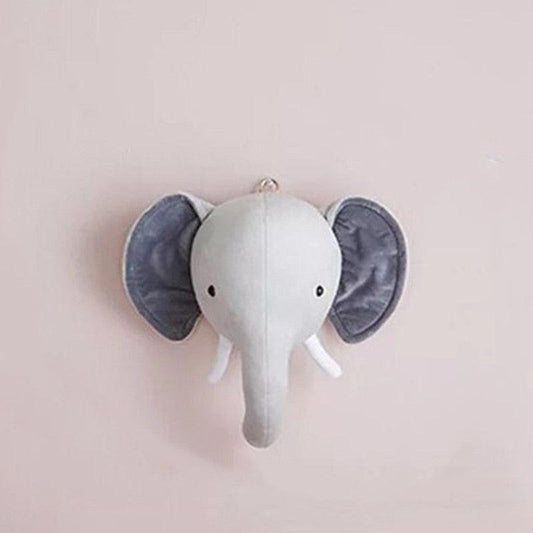 Cute Animals Elephant Head Stuffed Plush Doll Kids Bedroom Decor - Plushies