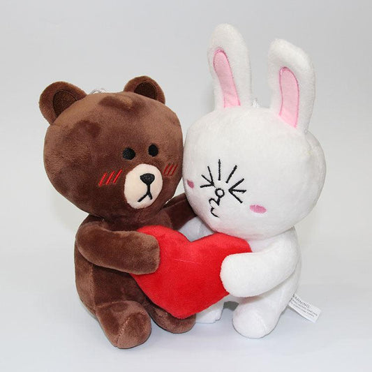 Cute Teddy Bear and Bunny in Love Plush Doll, Valentines Day Plush Toy - Plushies