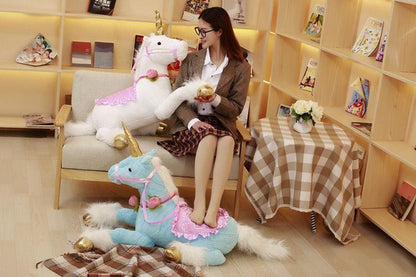 39" Large Majestic Unicorn Stuffed Animal Plush Doll with Saddle - Plushies