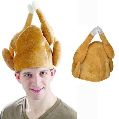 Stuffed Christmas Turkey Hat Adult Xmas Novelty Gag Gift - Plushies