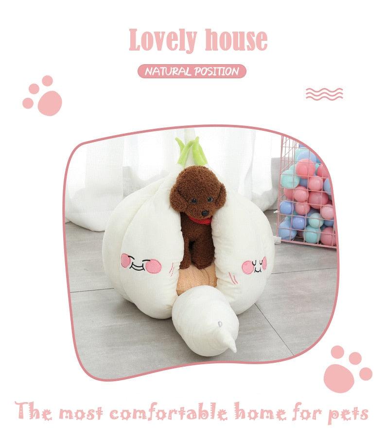 Funny Garlic Cat Bed, Soft warm pet bed - Plushies