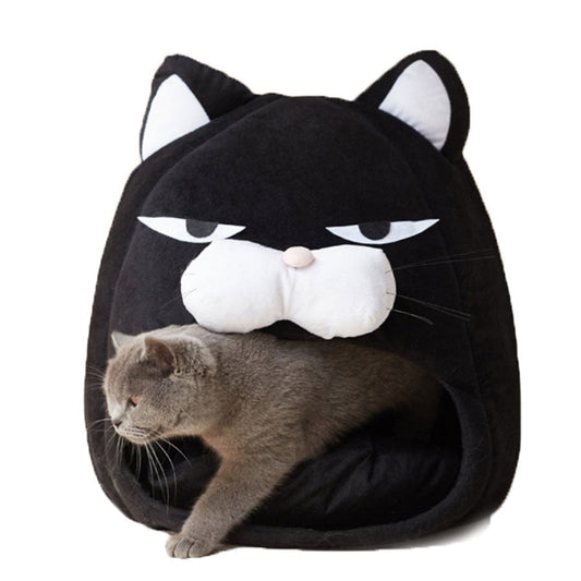 Cozy Tuxedo Kitty Plush Cat Bed - Plushies