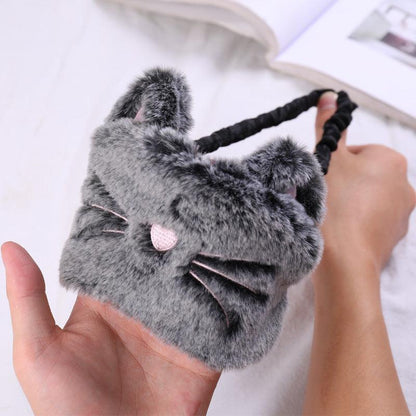 Plush Cute Grey Cat Eye Sleeping Mask - Plushies