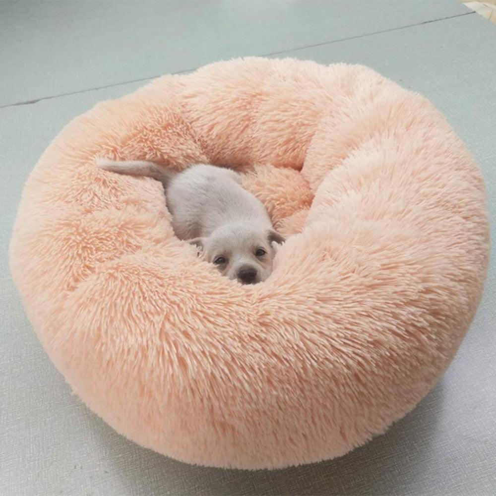 Round Plush Pet Dog Bed, Waterproof Bottom and Super Soft - Plushies