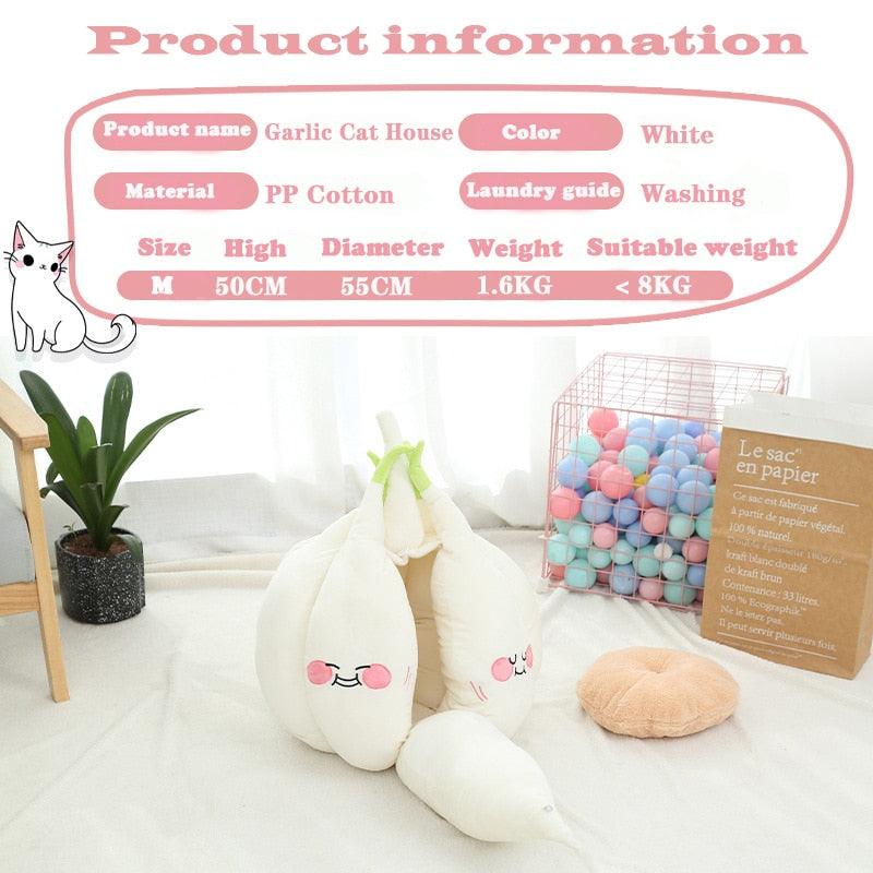 Funny Garlic Cat Bed, Soft warm pet bed - Plushies