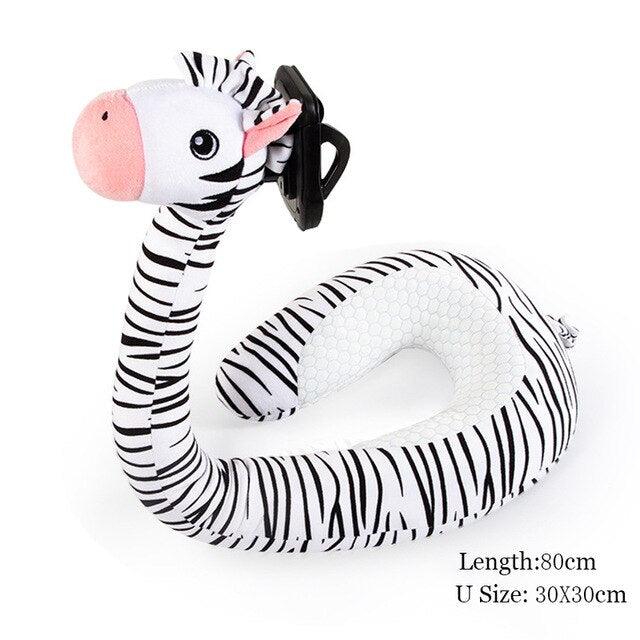 12" x 29.5" Creative 2 In 1 Hands Free U-shaped Plush Neck Pillow in Various Animal Shapes with Lazy Phone Holder - Plushies