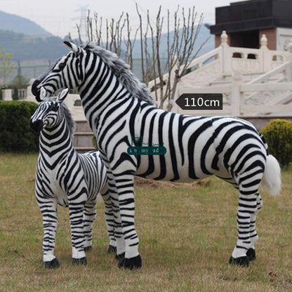 110cm / 43" Giant Simulation Standing Zebra Realistic Plush Toy - Plushies