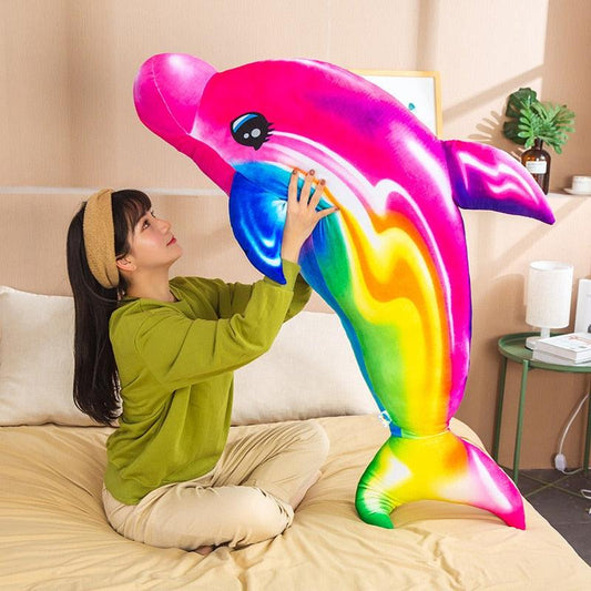 Giant Colorful Rainbow Dolphin Plush Toys - Plushies