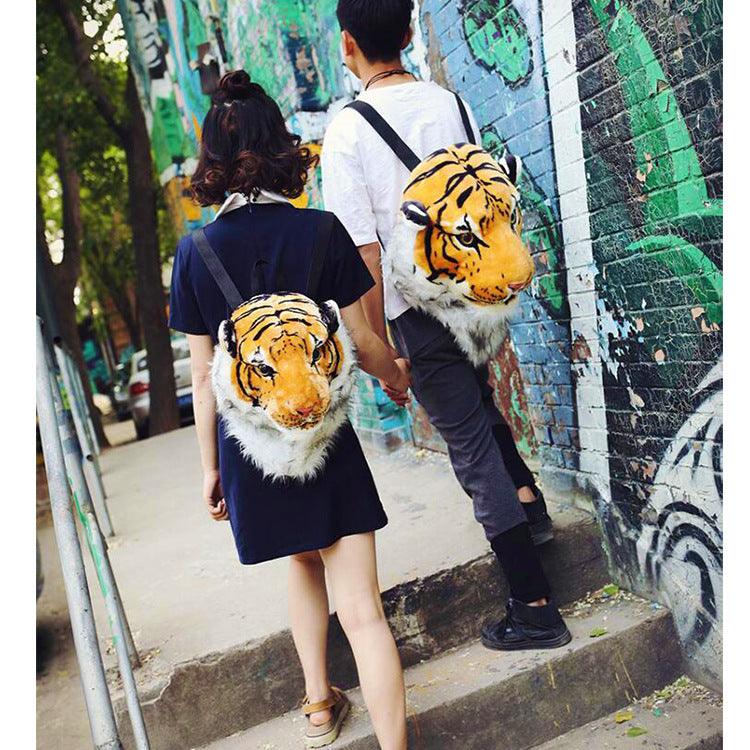 Realistic Lion and Tiger Head Plush Backpacks - Plushies
