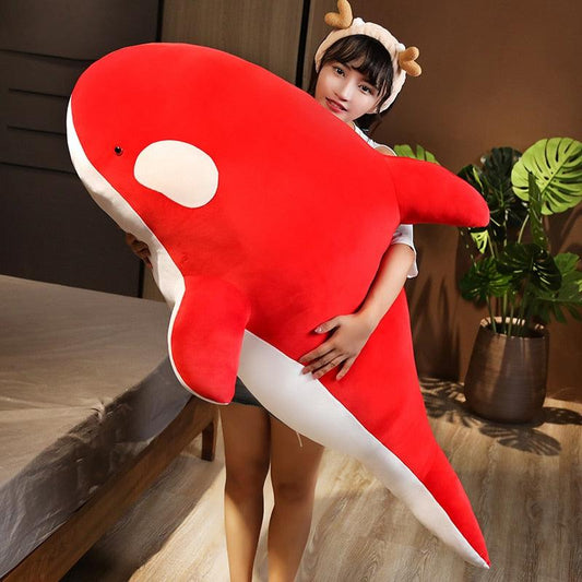 giant red killer whale plush pillow - Plushies