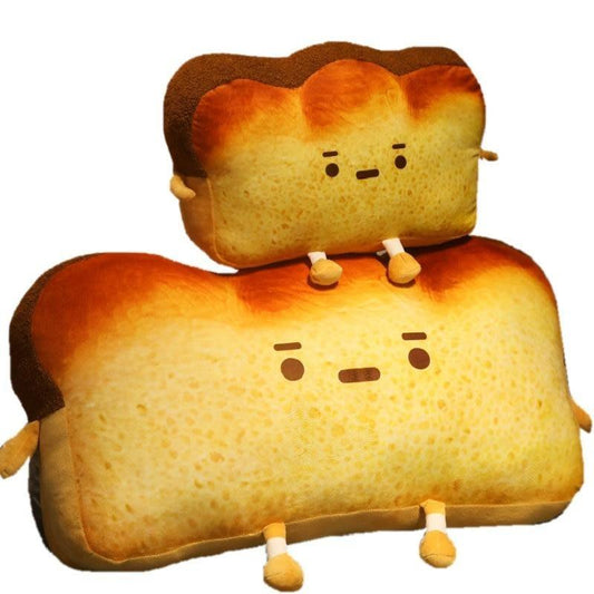 Giant Emoticon Toast Bread Bed Cushion Stuffed Cartoon Food Plushy - Plushies