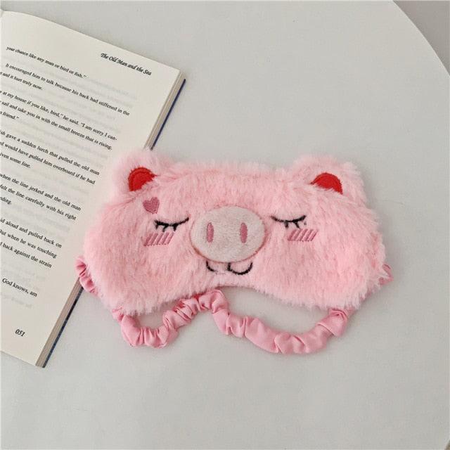 Cute Pink Pig Plush Sleeping Mask - Plushies
