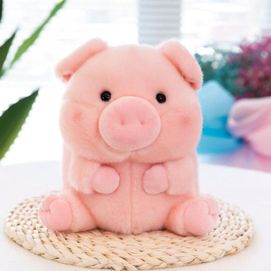 Sitting Piggy Furry Animal Plushy Friends - Plushies