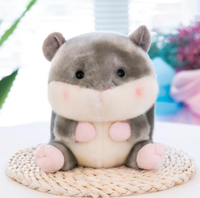 Sitting Grey Hamster Furry Animal Plushy Friends - Plushies