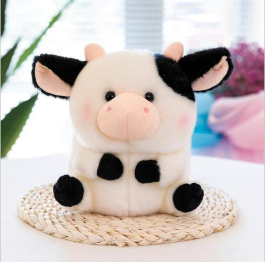 Sitting Cow Furry Animal Plushy Friends - Plushies