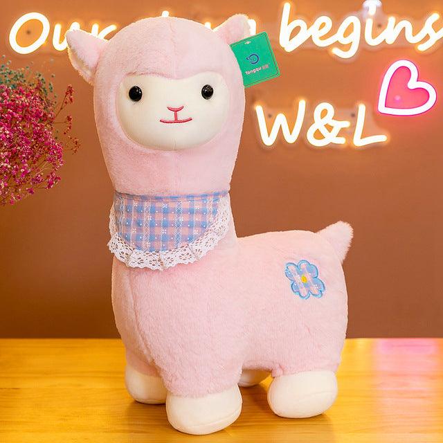 Two-colored Alpaca With Scarf Plush Toys - Plushies