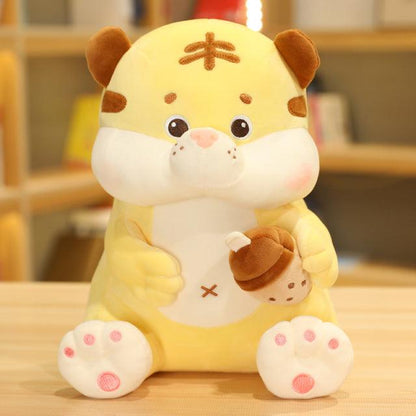 Sitting Tiger With Milk Tea Stuffed Animals - Plushies