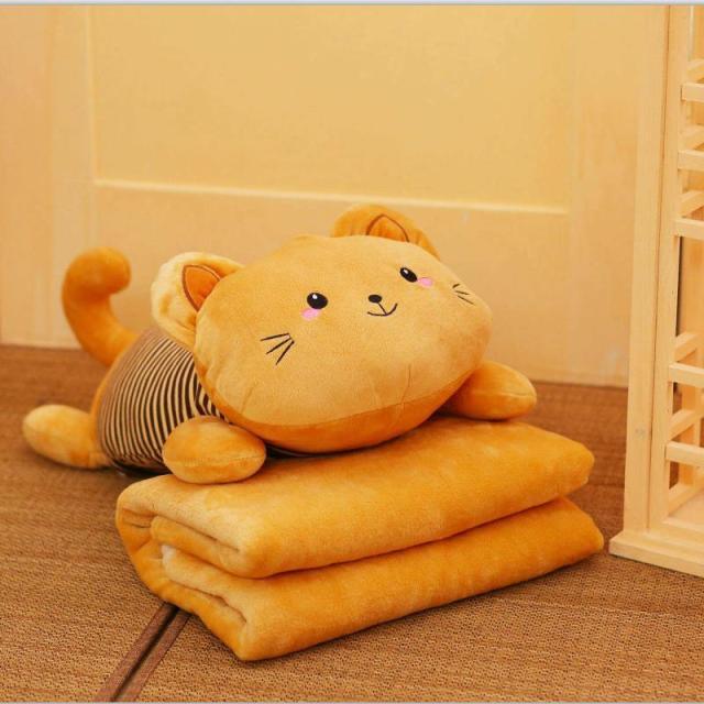 Plushie Cat Pillow With Blanket - Plushies