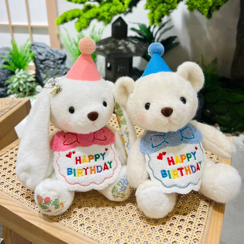Happy Birthday Rabbit & Teddy Bear - Plushies