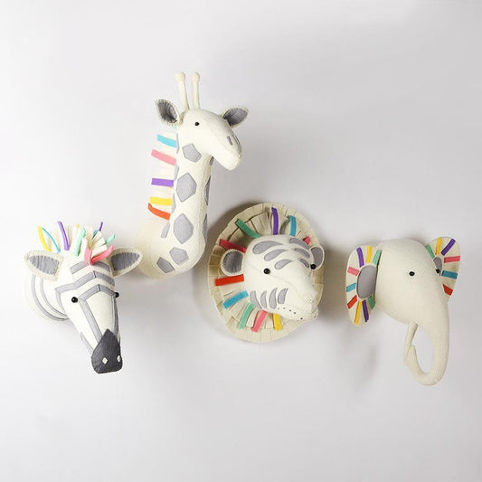 Stuffed Animal Trophy Head Wall Decoration (Elephant, Zebra, Bear, Tiger, Giraffee) - Plushies