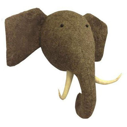 Plush Gray Elephant Animal Trophy Head Wall Mounts - Plushies