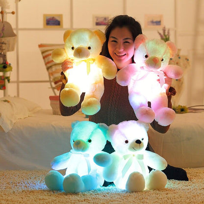 Light Up LED Teddy Bear Stuffed Animals Plush cushion Colorful Glowing Christmas Gift for Kids - Plushies