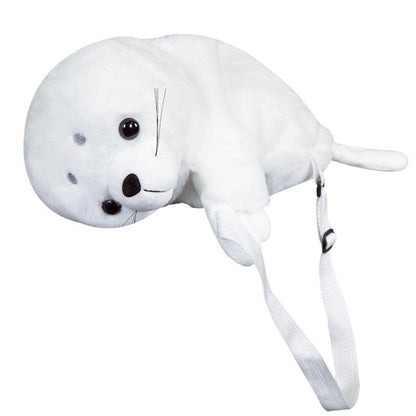 Kawaii White Seal Plush Toy Backpack - Plushies