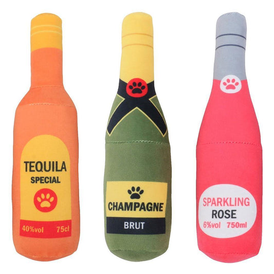 Liquor Bottle Dog Squeaky Toys - Plushies