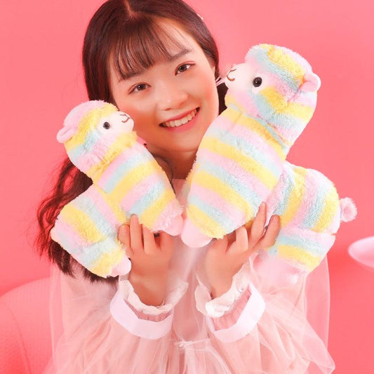 Cute and Colorful Rainbow Alpaca Plush Toy Dolls, Cute Stuffed Animals - Plushies