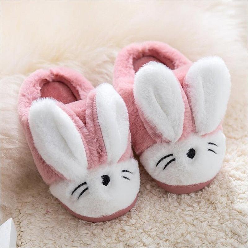 Children's Indoor Cotton Plush Bunny Rabbit Slippers, Warm Plushy Slippers for Kids - Plushies