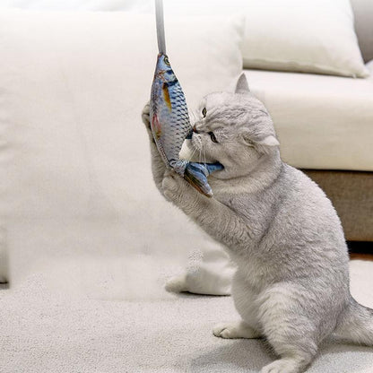 Creative Pet Funny Cat Artifact Simulation Fish Cat Toy Interactive Plush Trick Cat Pet Toy - Plushies