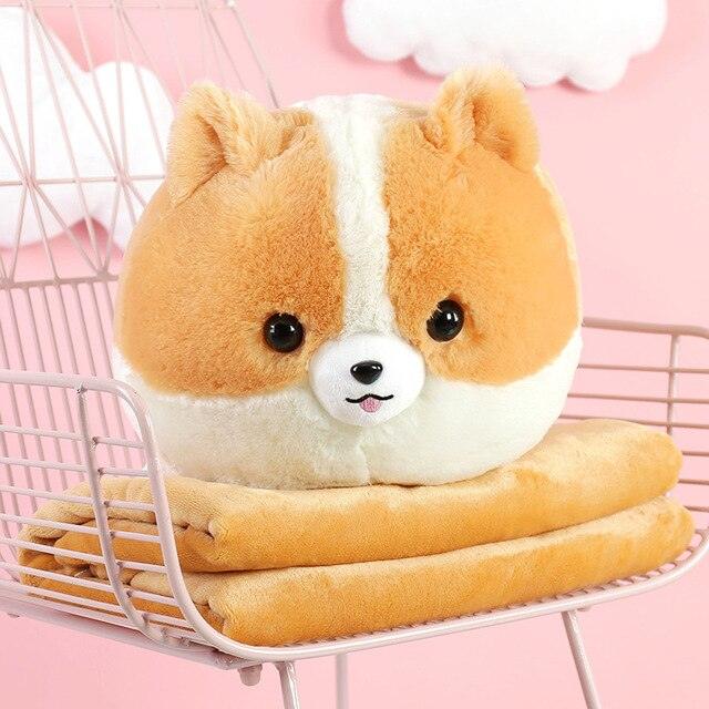 Cute Corgi Kawaii Plush Toy Cushion with Blanket, Great for Gifts - Plushies