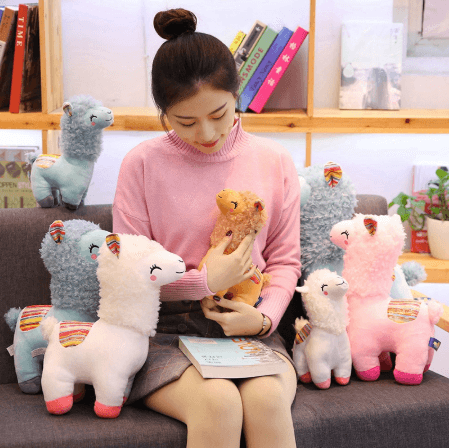 Cute squinting happy alpaca doll plush toy - Plushies