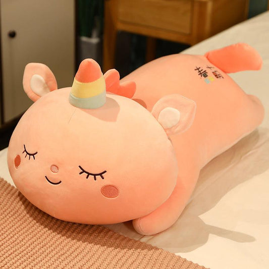 Long Pink Unicorn Plush Pillow - Plushies