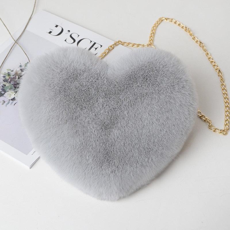 Kawaii Faux Fur Heart Shaped Bags - Plushies