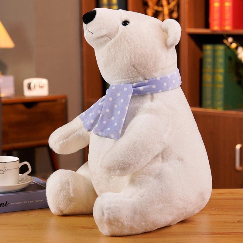 Cute Sitting Polar Bear with Scarf Plush Toy - Plushies