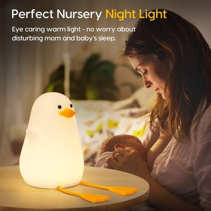 Silicone LED Duck Night Light With Timer - Plushies