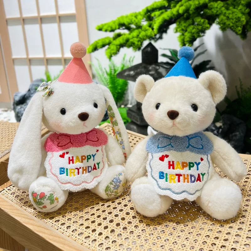 Happy Birthday Rabbit & Teddy Bear - Plushies