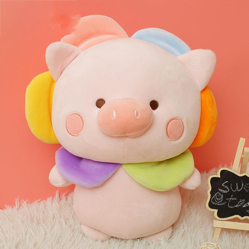 Kawaii Bear & Piggy Plush Dolls with Cute Flower Hats - Plushies
