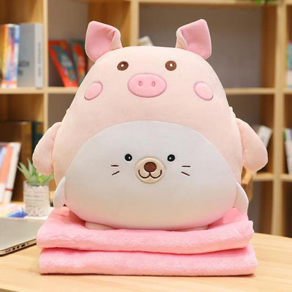 Cute Kawaii Blanket Animals Plush Pillows - Plushies