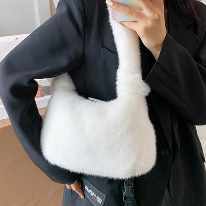 Solid Color Plush Over-the-Shoulder Bag - Plushies