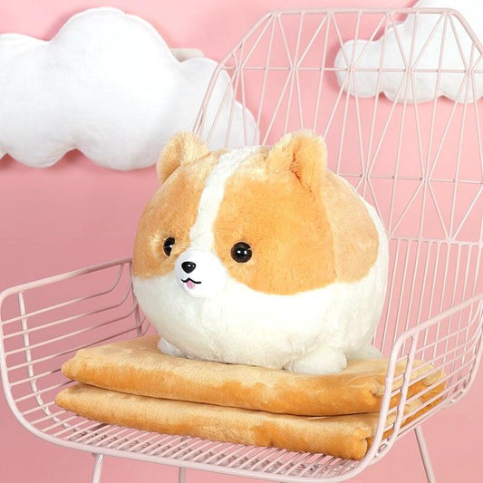 Cute Corgi Kawaii Plush Toy Cushion with Blanket, Great for Gifts - Plushies