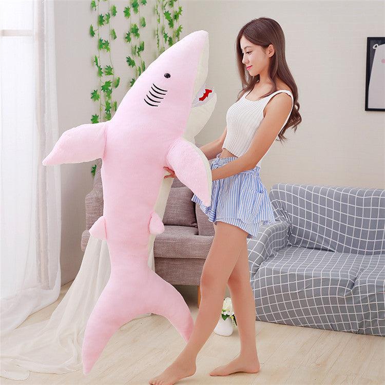 Large Pink Shark Soft Stuffed Plush Toy - Plushies