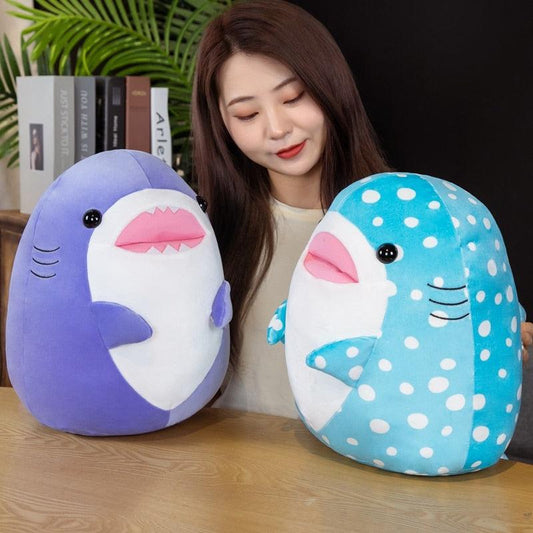 Cute Rounded Shark and Spotted Whale Plush Toys - Plushies