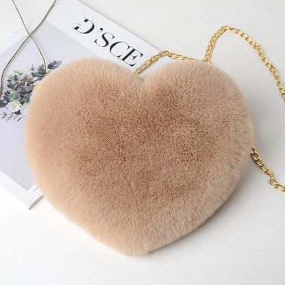 Kawaii Faux Fur Heart Shaped Bags - Plushies