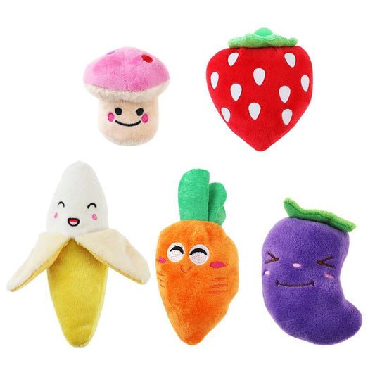 Funny Fruit Squeaky Dog Toys (Set of 5) - Plushies